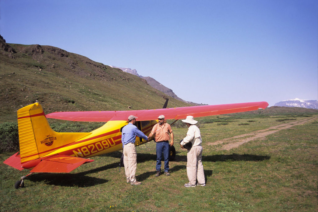 Skolai Pass basecamp trip unloading the plane at Skolai pass Alaska.