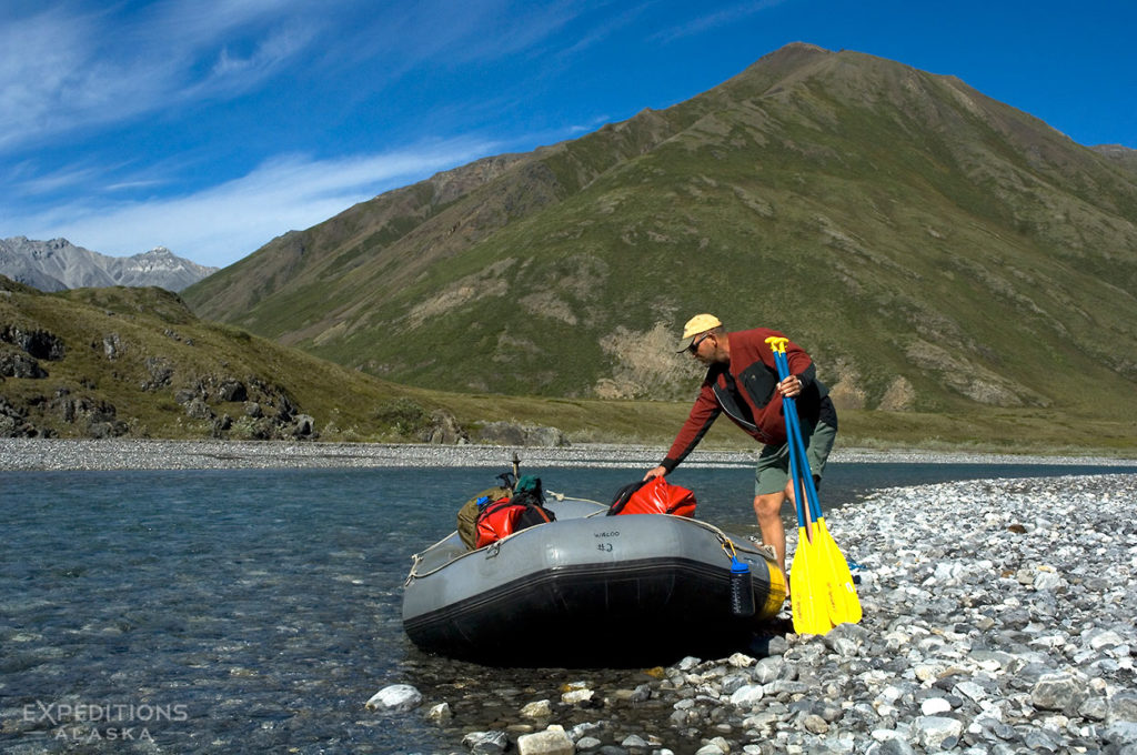 Packing for a guided rafting trip in ANWR Alaska.
