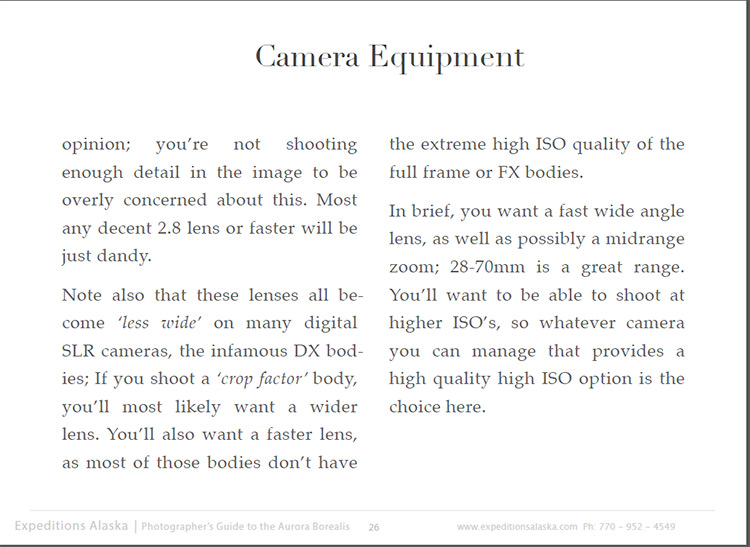 Camera Equipment notes in Aurora ebook.