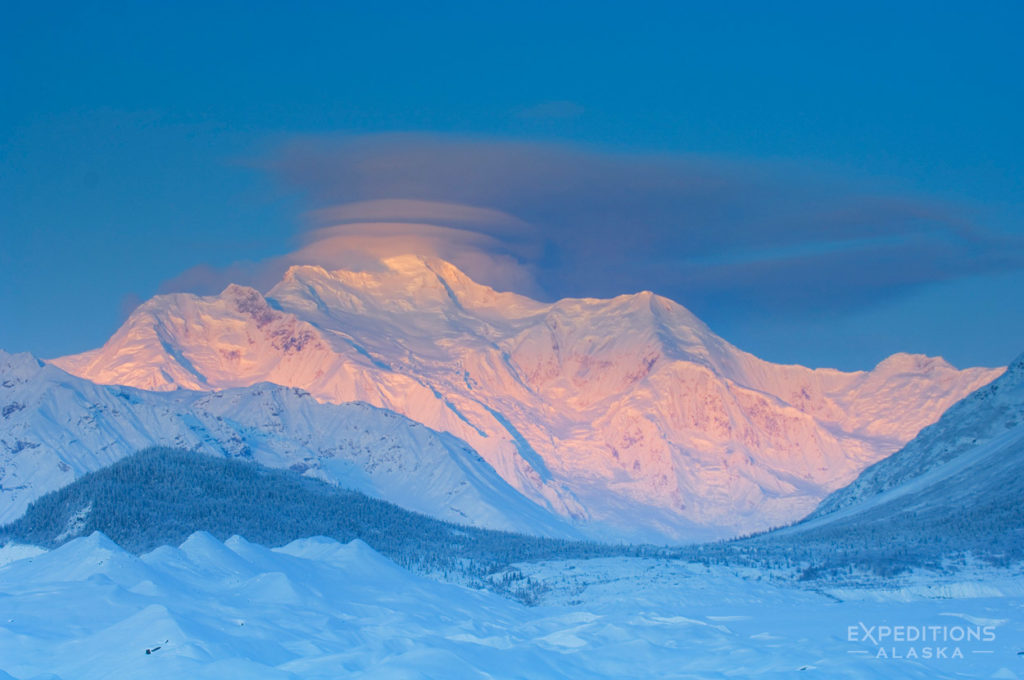 Winter photo of Mt. Blackburn in Wrangell - St. Elias National Park, Alaska