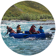 Scott & Barb, Jule and Michael paddling the Marsh Fork River, Canning River trip, ANWR, Alaska.