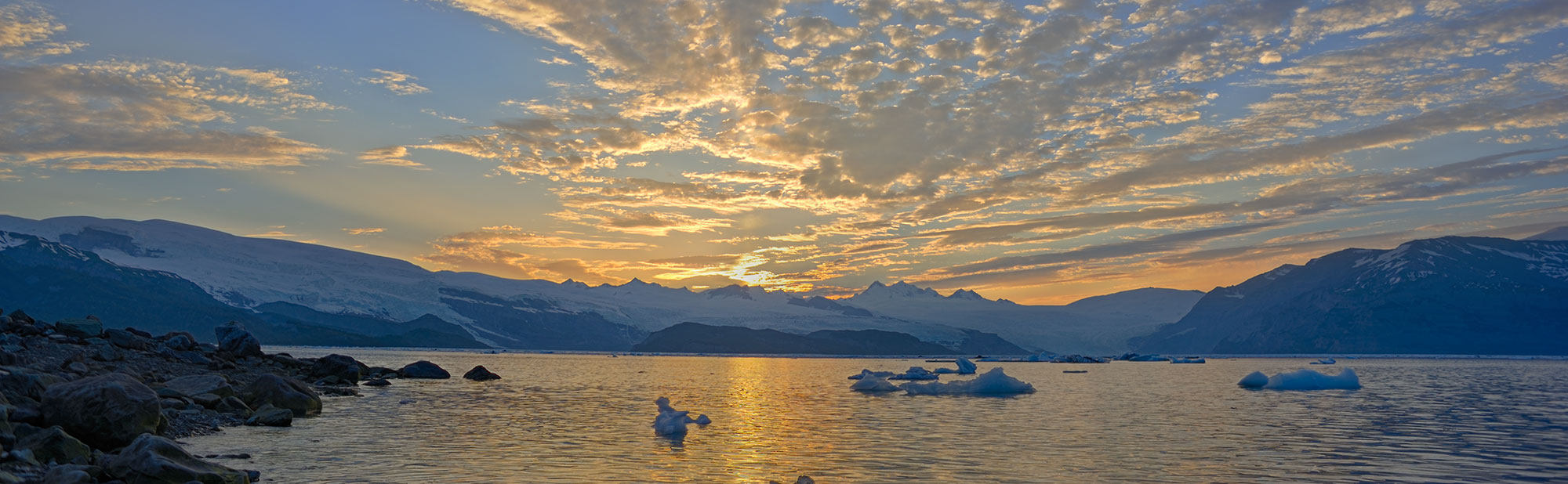 Icy Bay sunset, Wrangell-St. Elias National Park, Alaska.