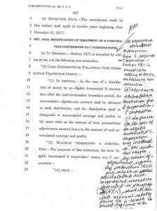 US Handwritten Tax Bill, 2017.