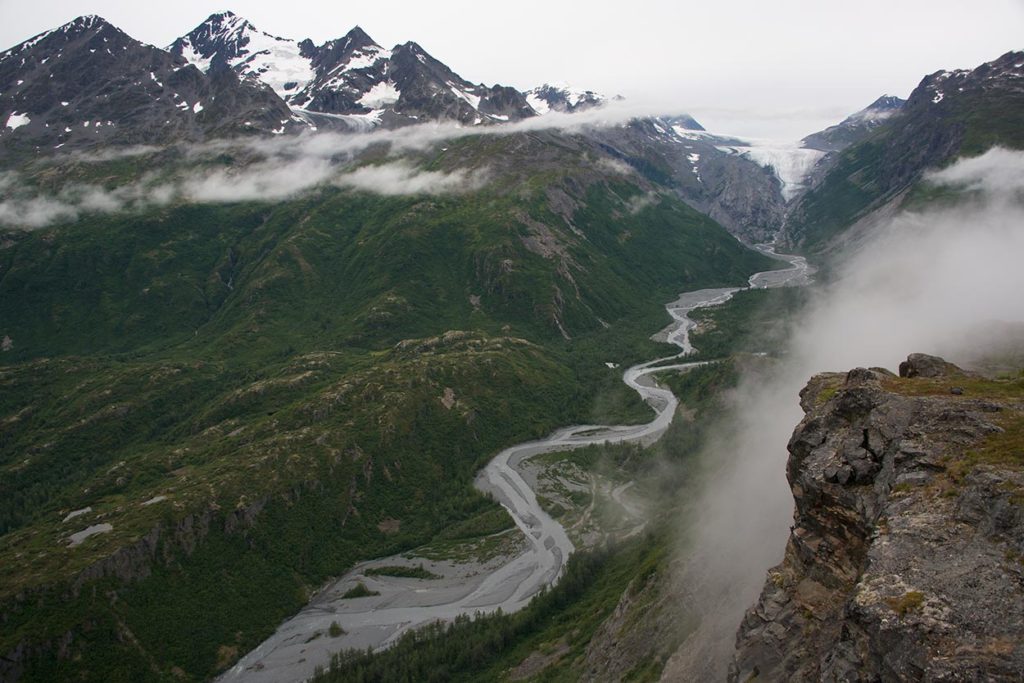 Camping on backpacking trip Southern Traverse Wrangell St. Elias National Park.