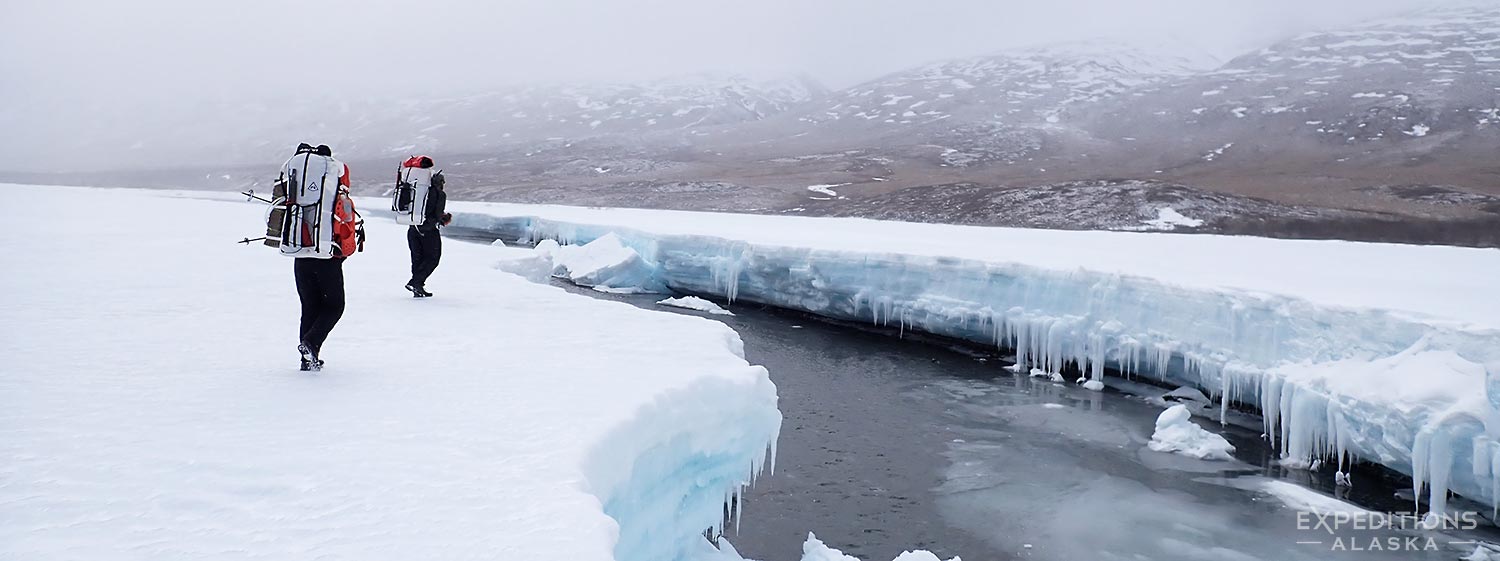 Backpacking in Gates of the Arctic National Park, Late spring, Alaska.