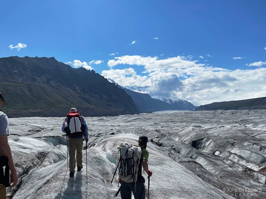 Hiking on Copper Glacier, Wrangell-St. Elias National Park, Alaska.