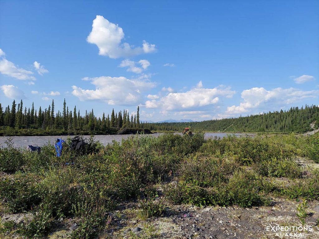 Camping by copper River, Wrangell-St. Elias National Park, Alaska.