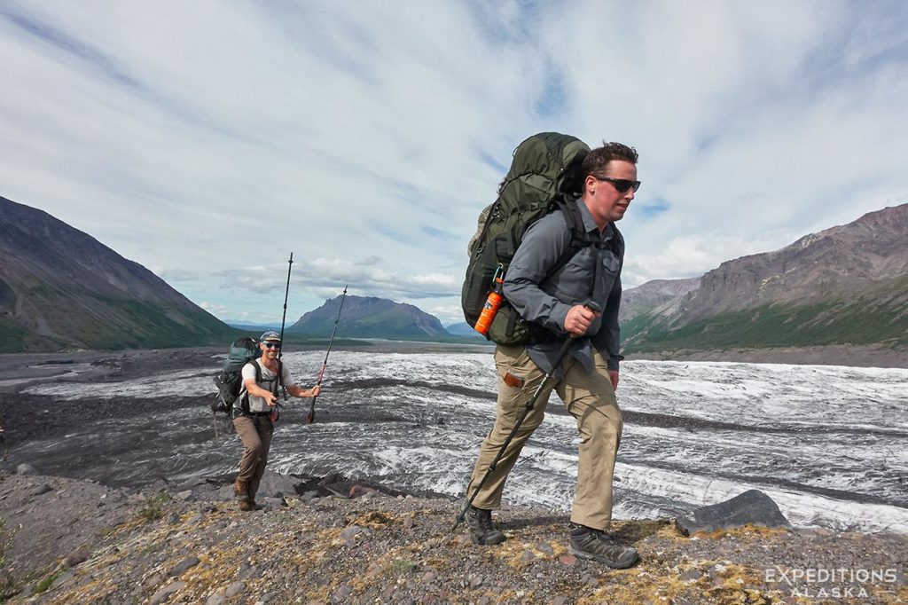 Backpacking above Copper Glacier, Wrangell-St. Elias National Park, Alaska.