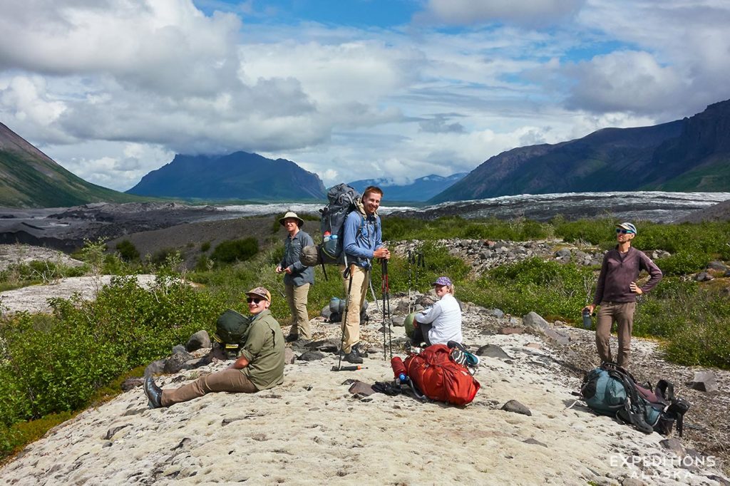 Break time backpacking Wrangell-St. Elias National Park, Alaska.