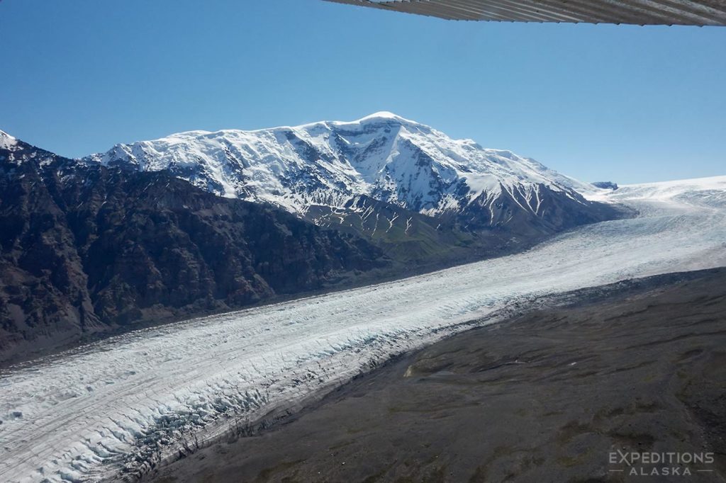 Aerial view of Mt Jarvis and Copper Glacier, Wrangell - St. Elias National Park, Alaska.