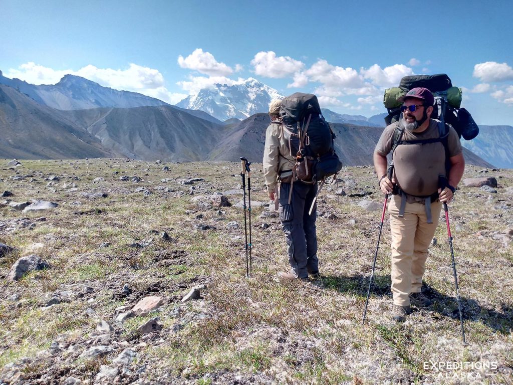 Offtrail backpacking in Wrangell-St. Elias National Park Alaska.