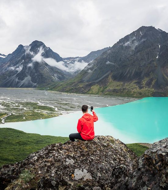 Matthew takes in Turquoise Lake, Lake Clark National Park, Alaska.