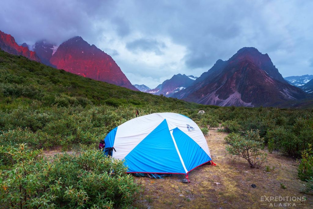 Camping on Lake Clark Basecamp trip, Turquoise Lake.