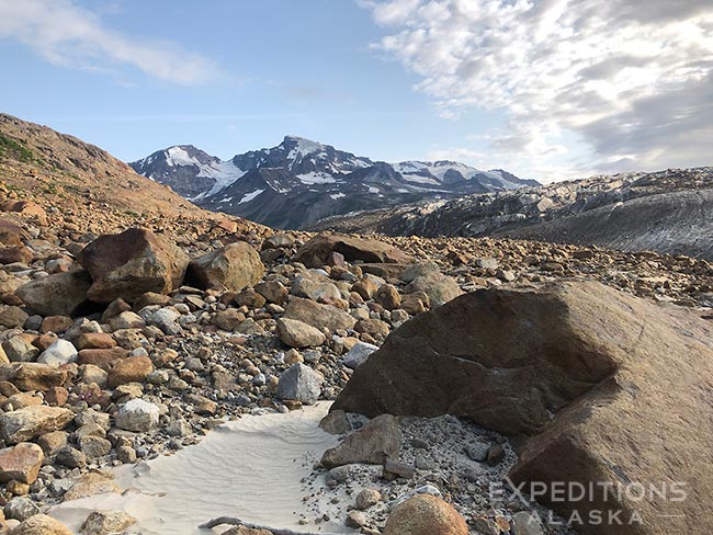 Backpacking route 7 Pass, Wrangell-St. Elias National Park, Alaska.