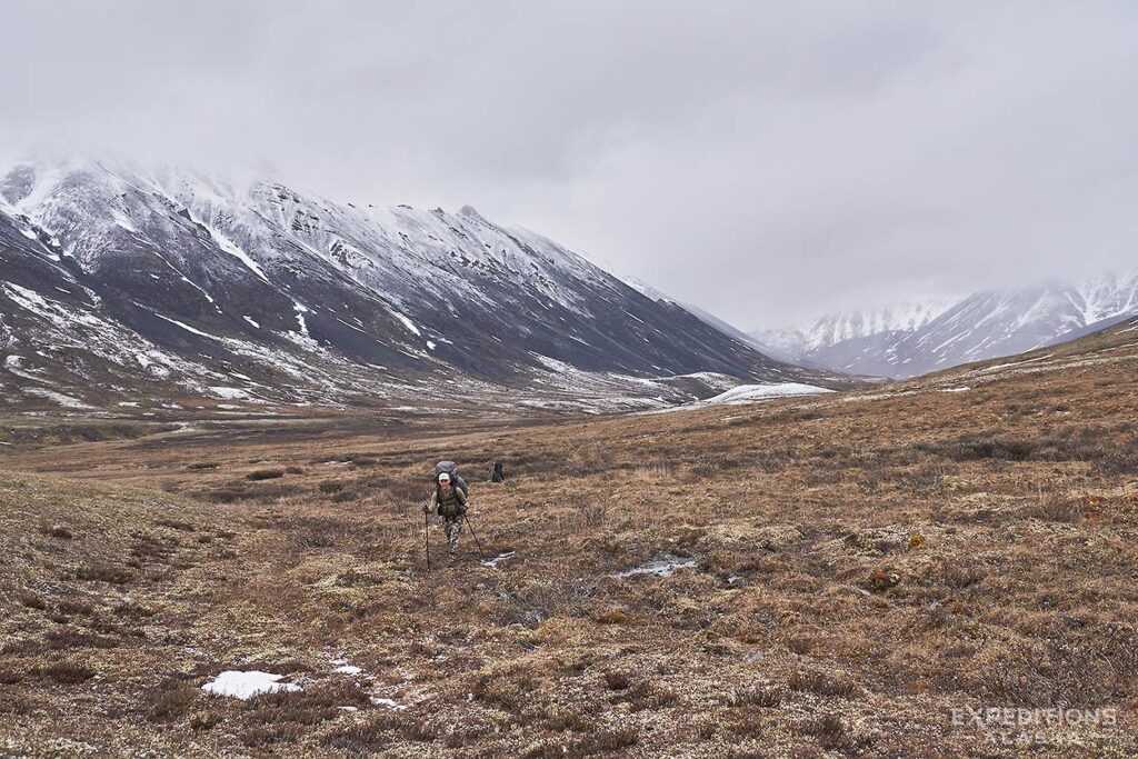 backpacking after snowfall on the Arctic National Wildlife Refuge.