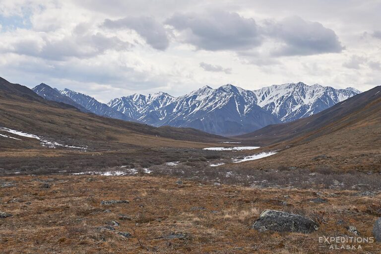 Mountains of Coming toward the high pass on the Arctic National Wildlife Refuge backpacking trip.