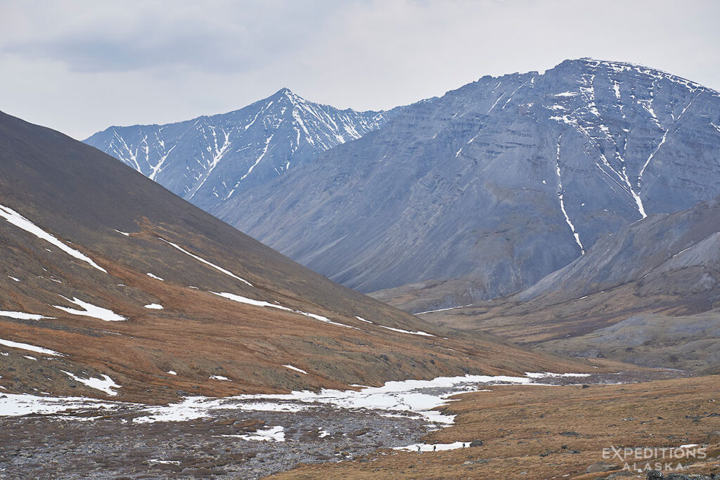 Backpacking toward the Continental divide Coming toward the high pass on the Arctic National Wildlife Refuge backpacking trip.