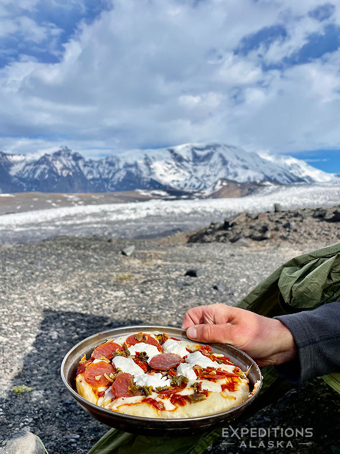 A finished pizza