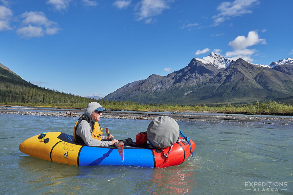 Packrafter floating the Koyukuk River, Gates of the Arctic National Park.