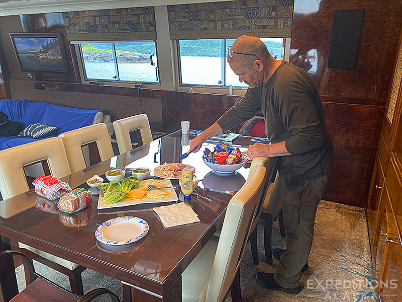 Lunch time on the yacht, Alaska brown bear photo tour