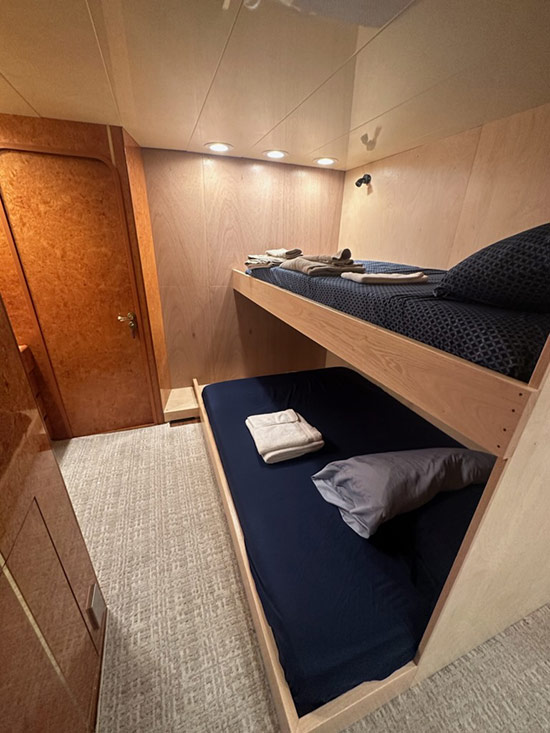 Comfortable, spacious bunks in our yacht for the Alaska brown bear photo tours.