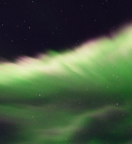 Panoramic Aurora borealis corona Fairbanks Alaska.