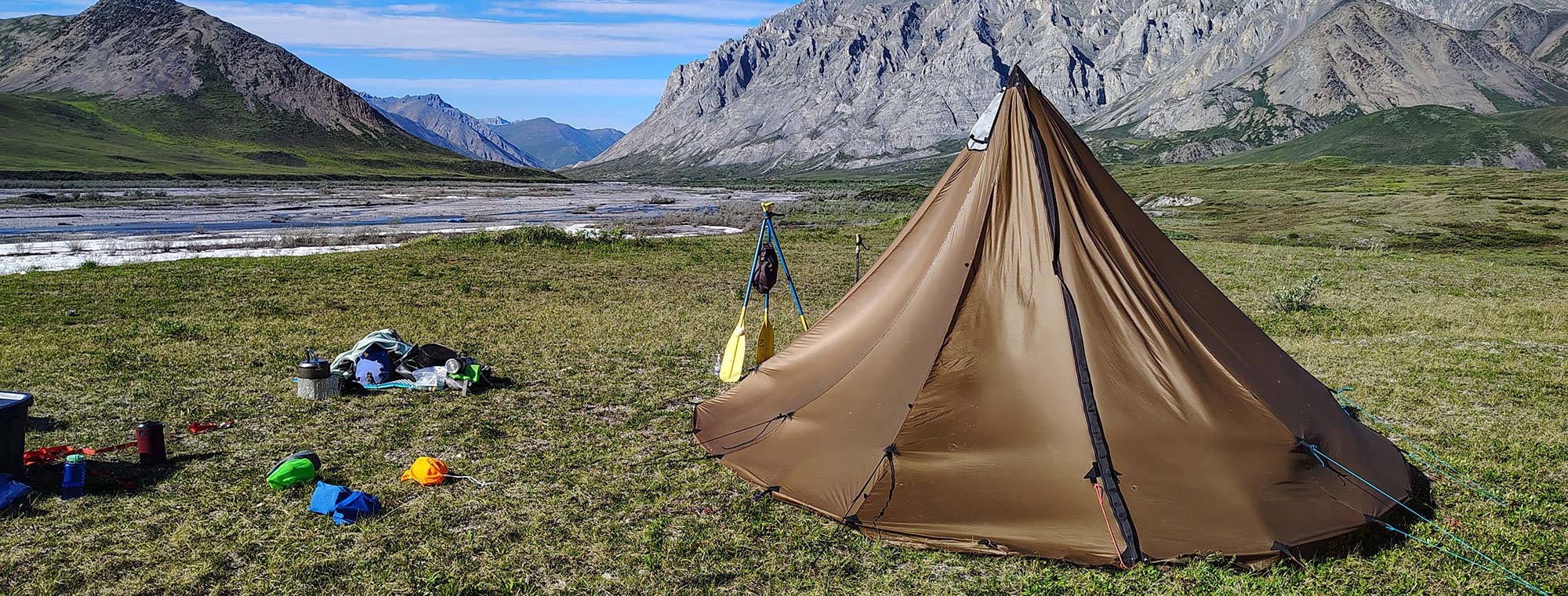 Seek Outside teepee cook tent on Canning River Rafting Trip, ANWR, Alaska
