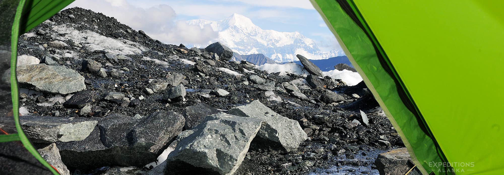 Camped on Malaspina Glacier looking at Mt. St. Elias, Wrangell-St. Elias National Park