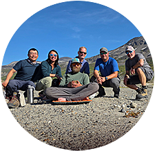 Expeditions Alaska Backpacking Guide and his guests from our Aug 2025 Backpacking Trip on the Seven Pass, Wrangell-St. Elias National Park
