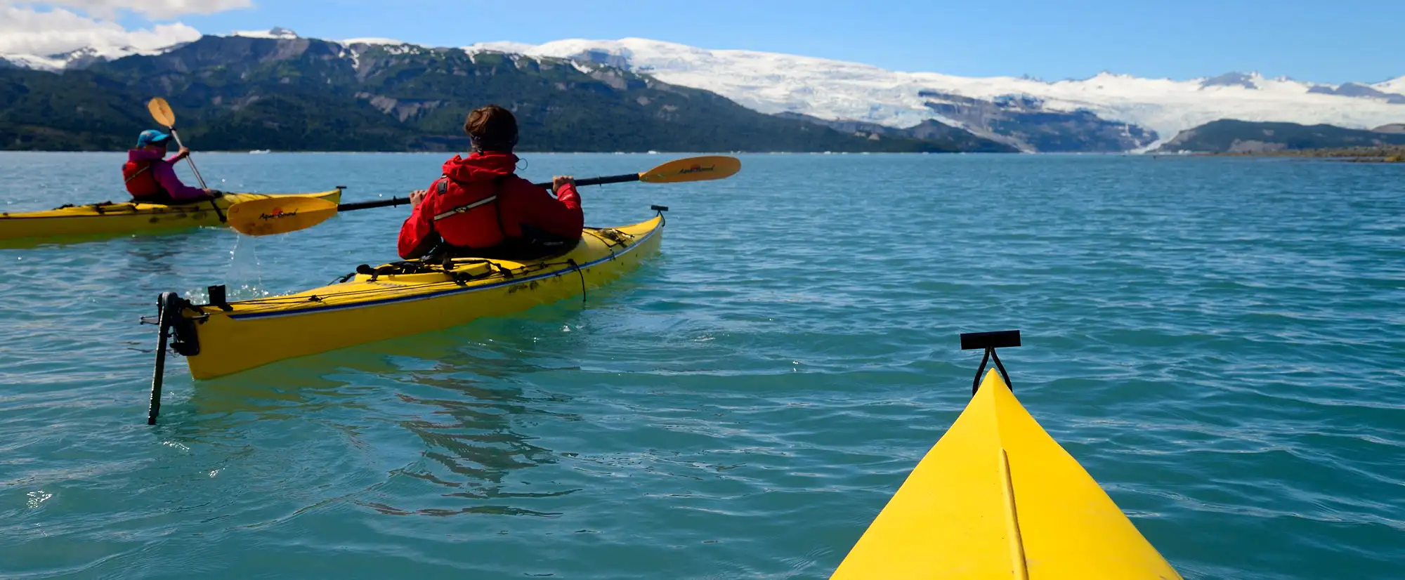 Sea kayaking trips Alaska Kayaking near Guyot Glacier, Wrangell-St. Elias National Park, Alaska.