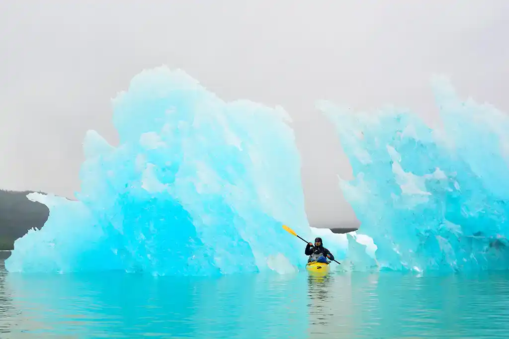Alaska adventure travel tour guided Sea Kayaking tour Wrangell-St. Elias National Park, Alaska.