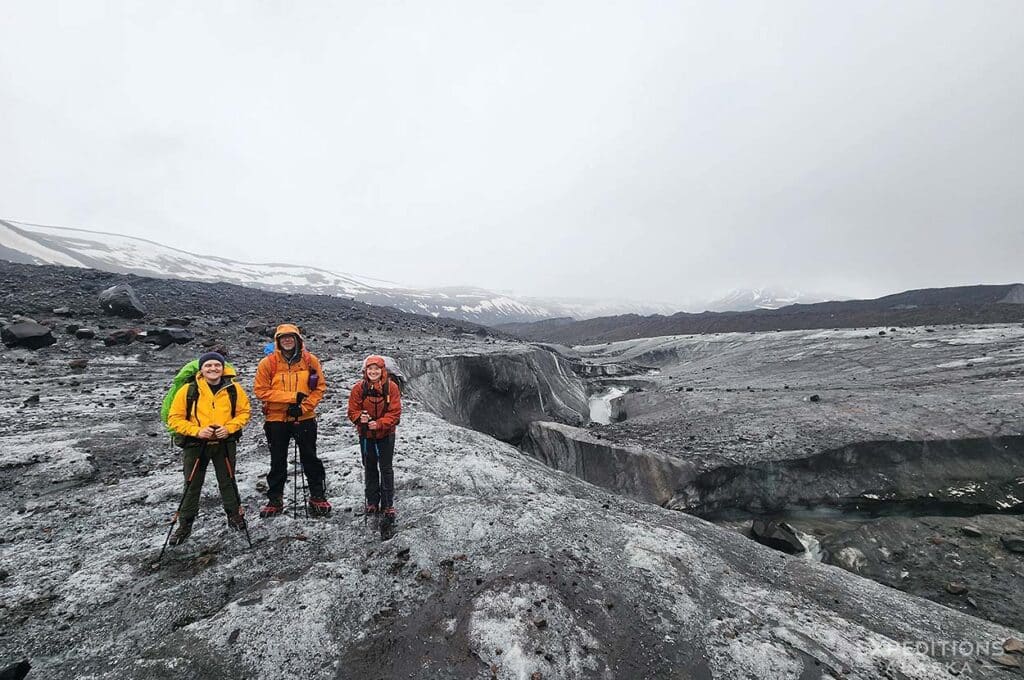 Backpacker on Sanford Glacier, Wrangell-St. Elias National Park