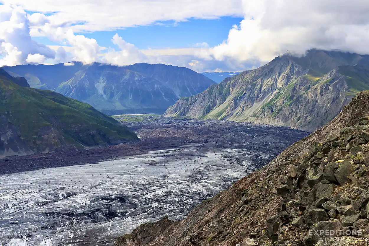 Glaciers abound up here on Wrangell Plateau.