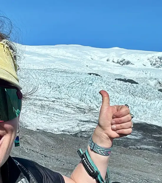 Christie kicking it by Mount Wrangell, Wrangell-St. Elias National Park, Alaska.