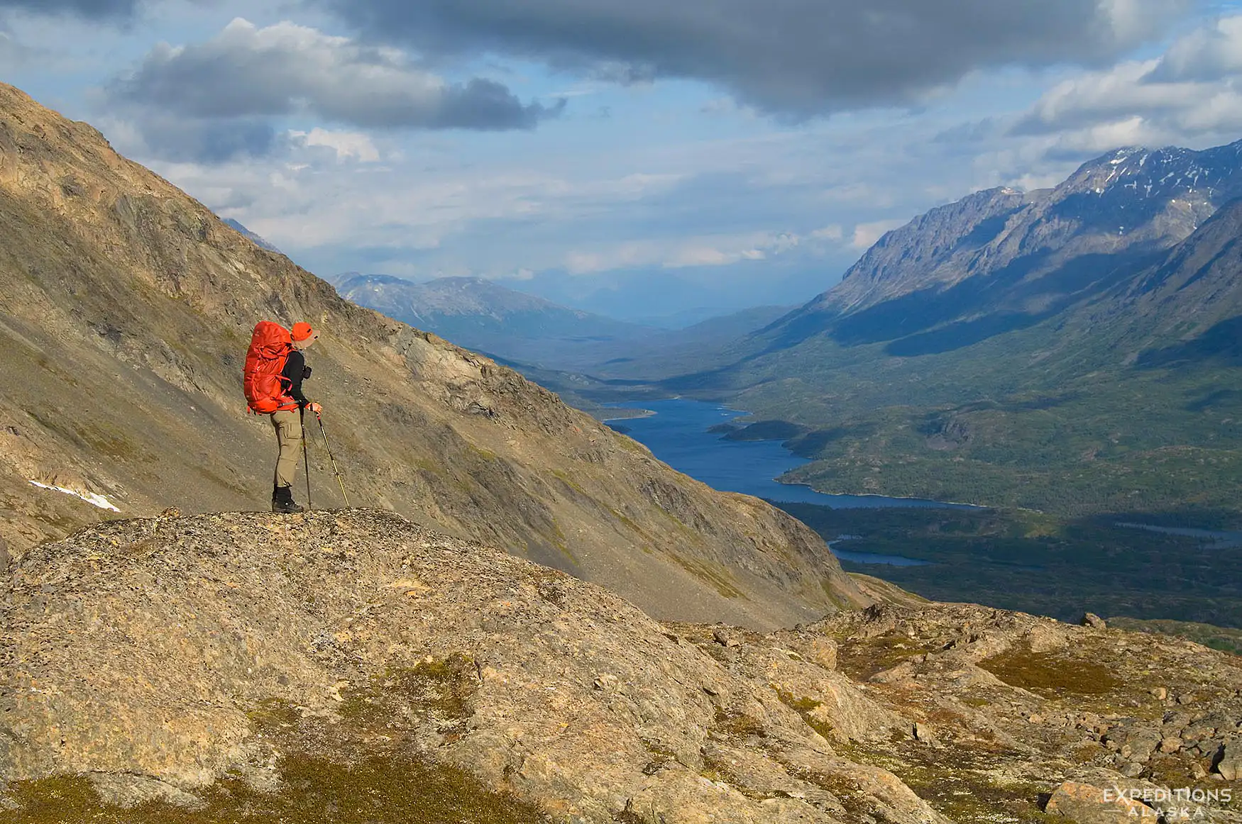 Wrangell-St. Elias backpacking trip hiker, Alaska.