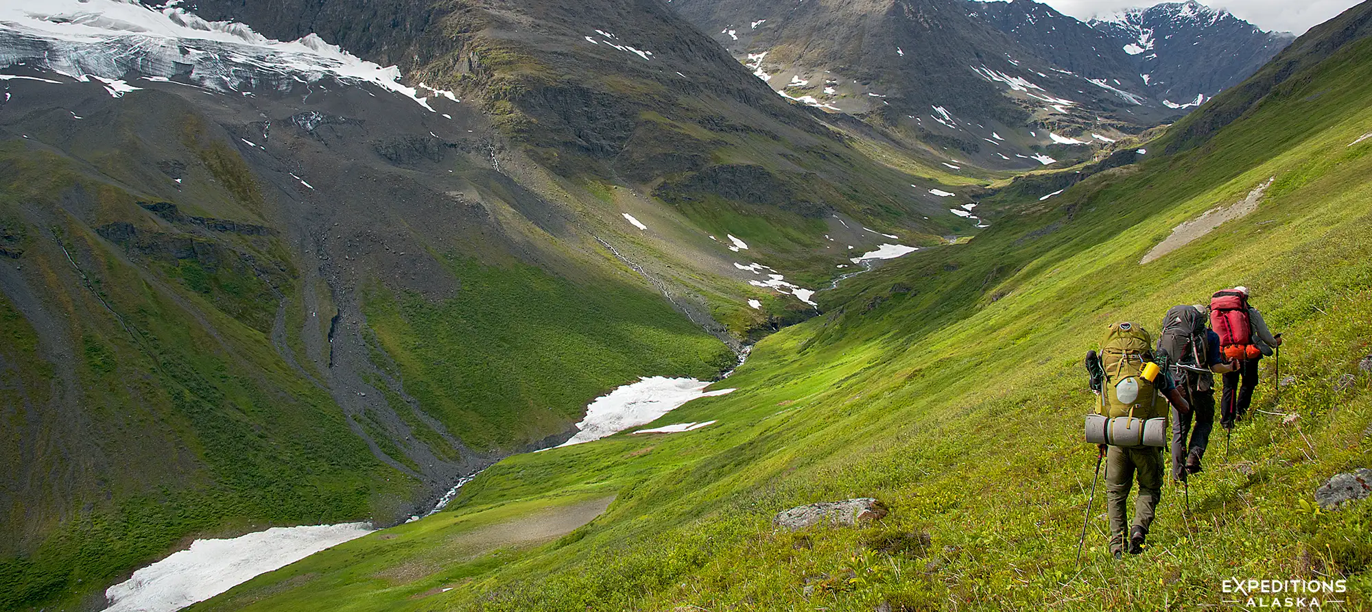 Backpacking in Wrangell-St. Elias National Park, Southern Traverse, Alaska.