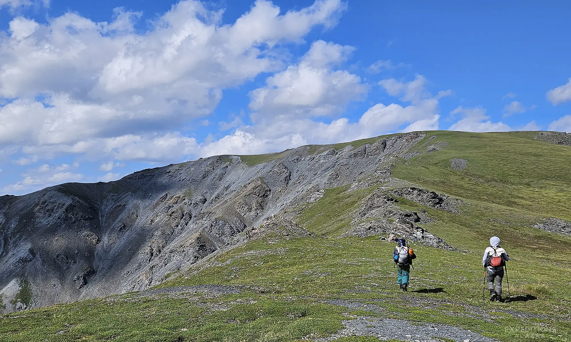 Hiking the tundra of the Brooks Range near Noatak River, Gates of the Arctic National Park, Alaska.