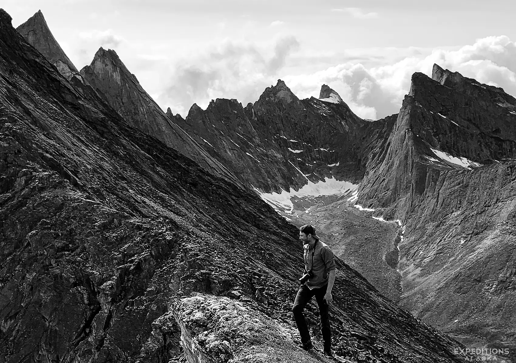 Arrigetch Peaks hiker, Gates of the Arctic National Park.